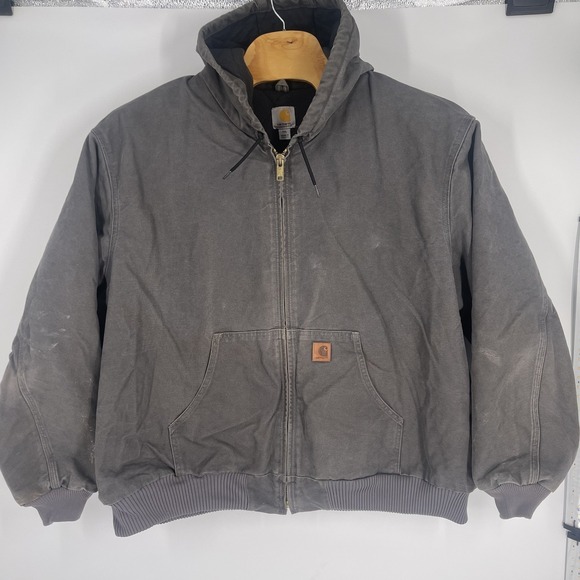 Carhartt Mens Size 4XL Black Full Zip Duck Canvas Insulated Hooded Jacket